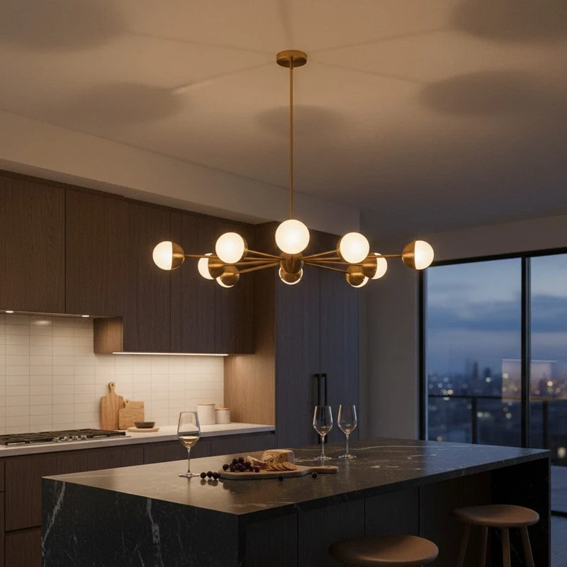 Lustre futuriste laiton