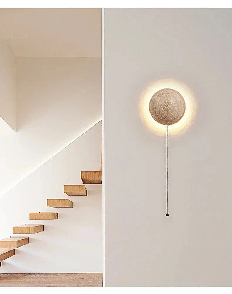 Travertine Limestone Wall Light – Natural Yellow Cave Stone LED Wall Lamp for Corridor, Staircase & Bedside
