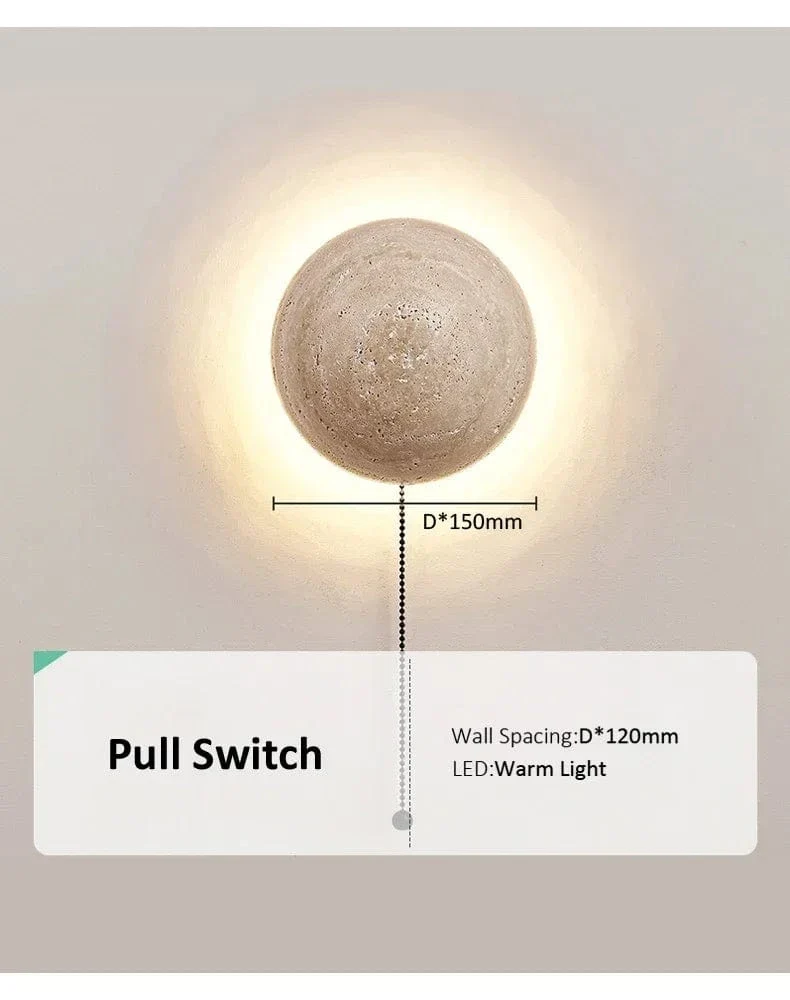 Travertine Limestone Wall Light – Natural Yellow Cave Stone LED Wall Lamp for Corridor, Staircase & Bedside