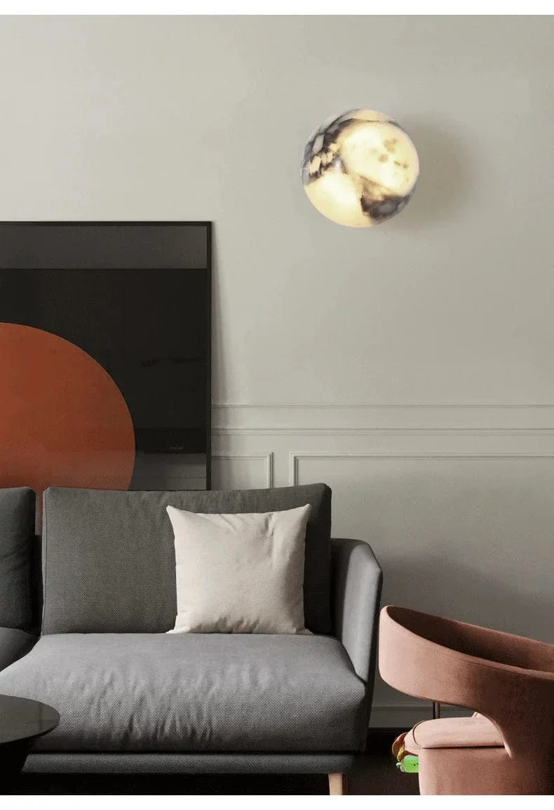 Applique Murale en Marbre – Lampe de Chevet LED de Luxe pour Chambre, Salon & Couloir