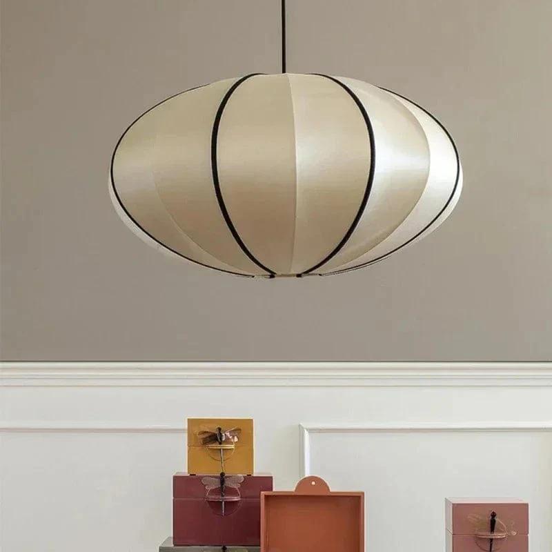 Suspension LED Médiévale Nordique – Lampe Zen en Soie pour Salon, Chambre & Décoration Maison