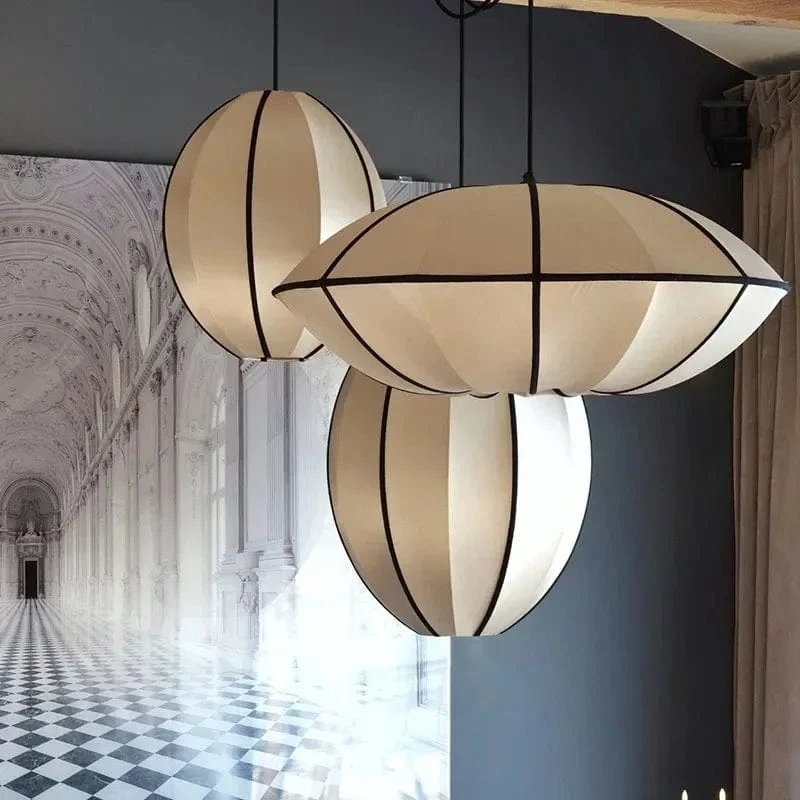 Suspension LED Médiévale Nordique – Lampe Zen en Soie pour Salon, Chambre & Décoration Maison