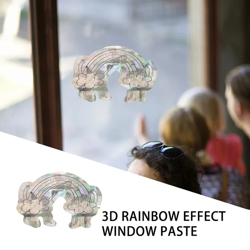 3D Rainbow Window Stickers Sun Catcher Wall Mirror Decals Star Butterfly Reflective Stickers for Children Kids Room Motorcycle