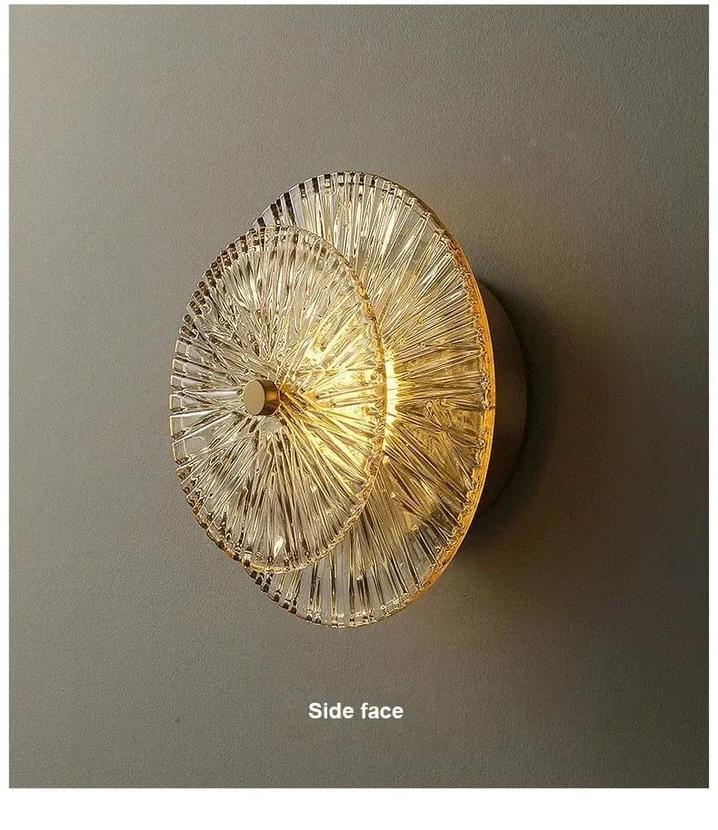 Postmodern Creative Living Room Glass Wall Lamp Designer Personalized and Simple Bedroom Brass Light Luxury Wall Lamp