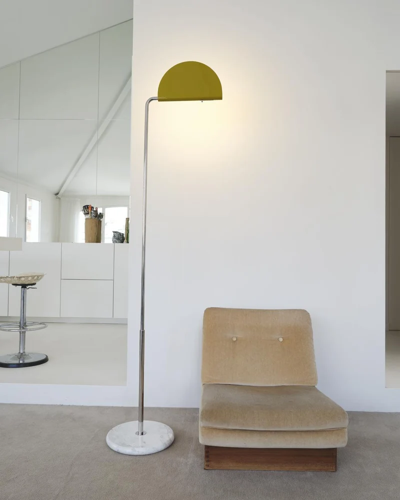 DCWéditions Mezzaluna Gulvlampe - White Marble / Yellow