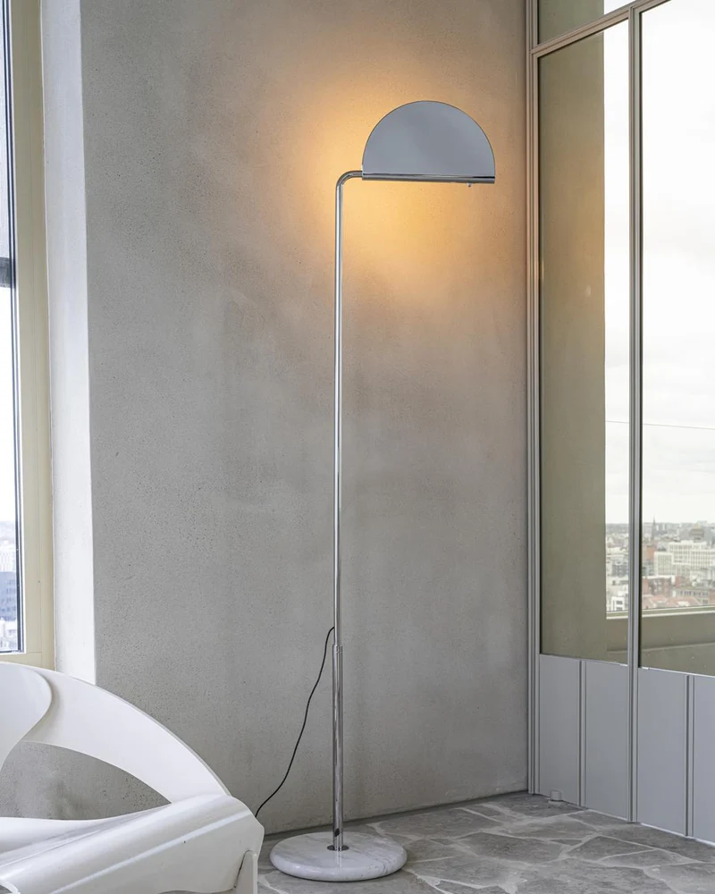 DCWéditions Mezzaluna Gulvlampe - White Marble / Chrome