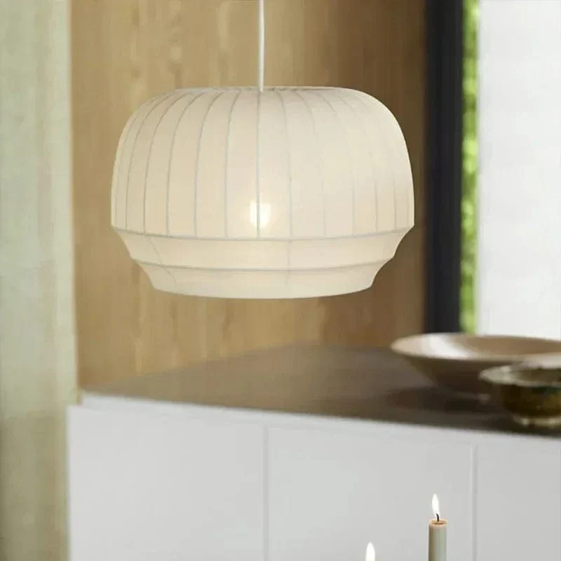 Lampe Suspendue Minimaliste en Tissu Wabi Sabi – Lustre LED pour Salon, Chambre et Hôtel