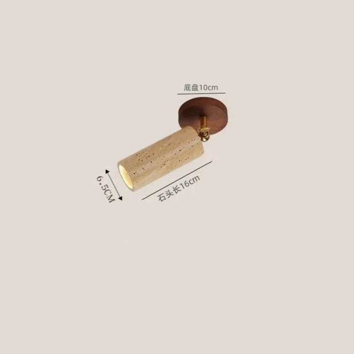 Stone Ceiling Spotlight – Angle Adjustable LED Lamp with Wooden Base for Foyer