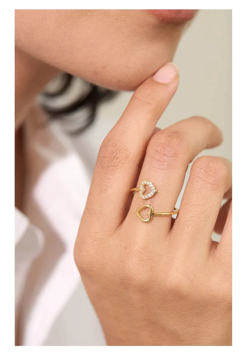 Bague Femme Yhpup – Style Géométrique en Acier Inoxydable et Zircon