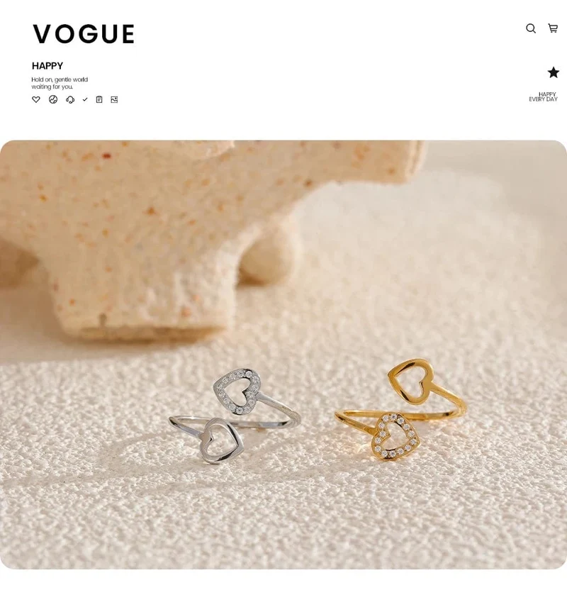 Bague Femme Yhpup – Style Géométrique en Acier Inoxydable et Zircon