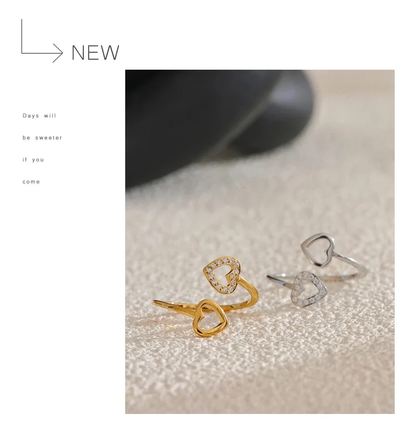 Bague Femme Yhpup – Style Géométrique en Acier Inoxydable et Zircon