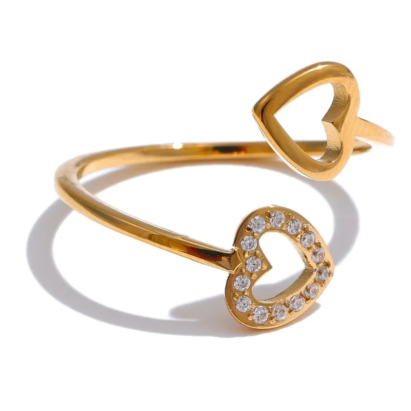 Bague Femme Yhpup – Style Géométrique en Acier Inoxydable et Zircon