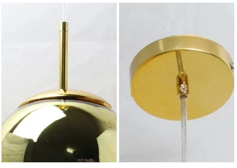 Suspension Nordique en Verre – Lampe Boule Argent/Rose/Or pour Chambre, Salon & Restaurant