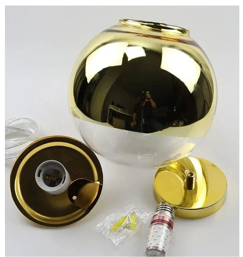 Suspension Nordique en Verre – Lampe Boule Argent/Rose/Or pour Chambre, Salon & Restaurant