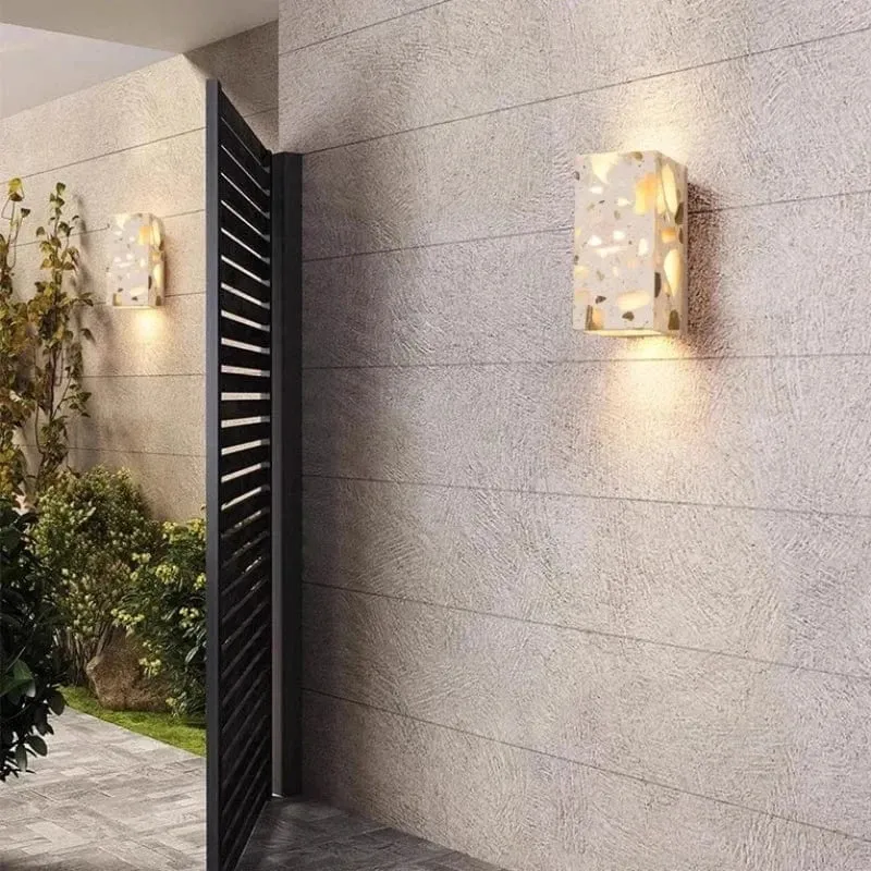 Applique Murale en Pierre Terrazzo IWHD – Lampe LED pour Salle de Bain, Chambre, Couloir et Extérieur