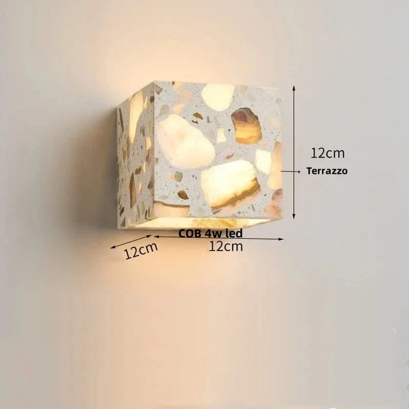 Applique Murale en Pierre Terrazzo IWHD – Lampe LED pour Salle de Bain, Chambre, Couloir et Extérieur