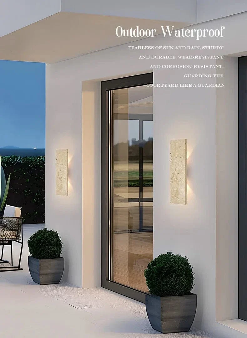 Lampe Murale Étanche Extérieure – Lampe Murale LED en Pierre Naturelle pour Chambre & Extérieur