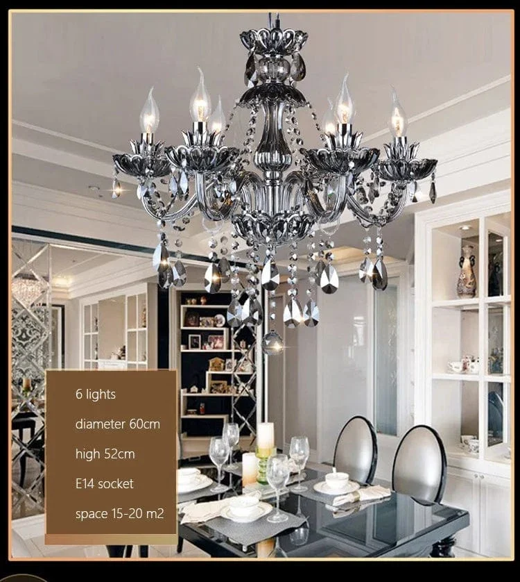 Smoked Crystal Chandelier High Quality K9 Crystal Chandeliers Light Lustres Cristal Chandelier LED Villa Pendant Lighting Lamp