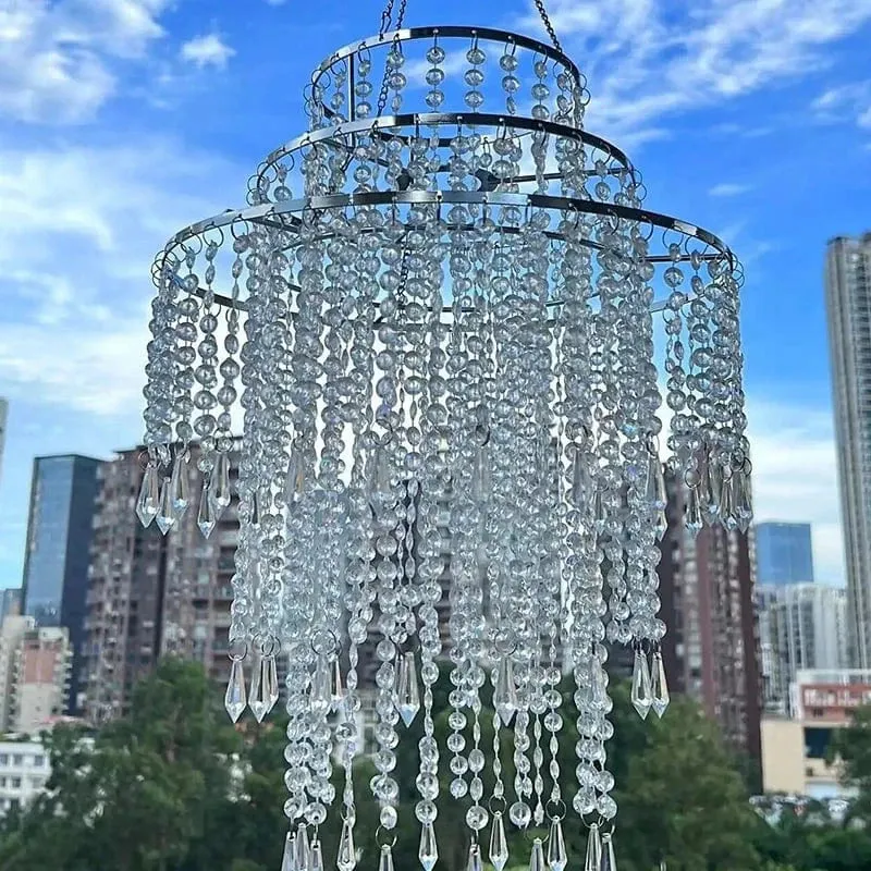 Acrylic Chandelier Lamp Shade Crystal Ceiling Light Covers Sparkling Beaded Pendant Lampshade Wedding Bedroom Home Decor