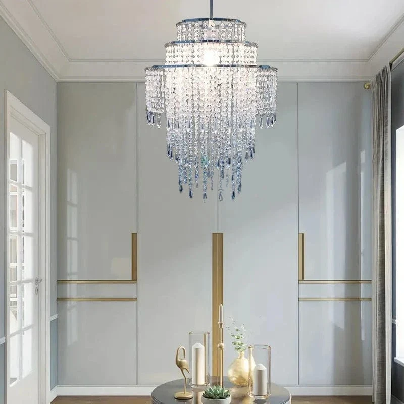 Acrylic Chandelier Lamp Shade Crystal Ceiling Light Covers Sparkling Beaded Pendant Lampshade Wedding Bedroom Home Decor