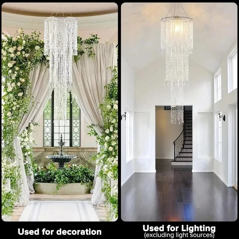 Acrylic Chandelier Lamp Shade Crystal Ceiling Light Covers Sparkling Beaded Pendant Lampshade Wedding Bedroom Home Decor