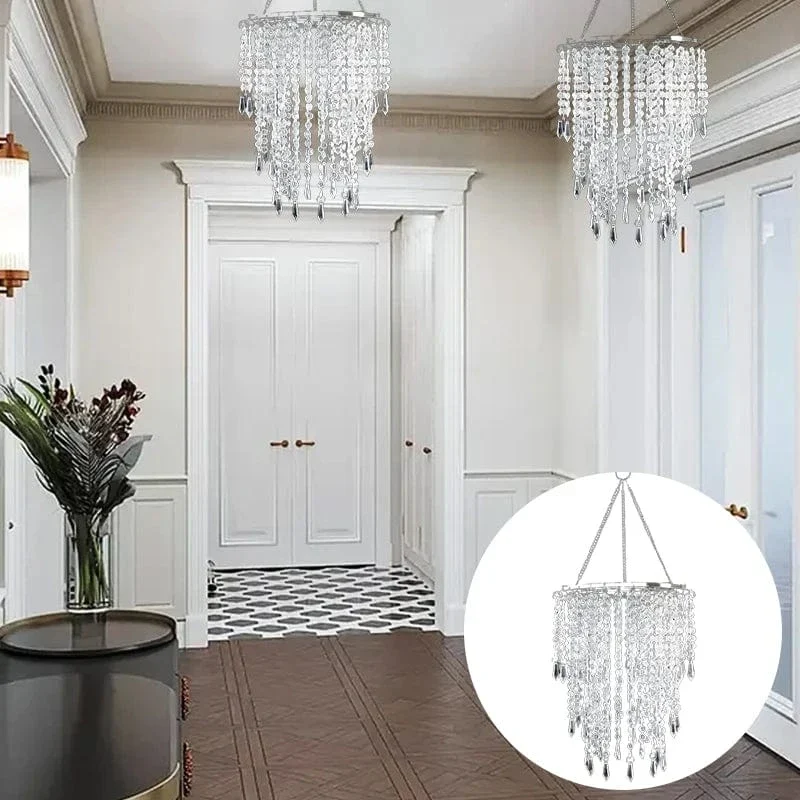 Acrylic Chandelier Lamp Shade Crystal Ceiling Light Covers Sparkling Beaded Pendant Lampshade Wedding Bedroom Home Decor
