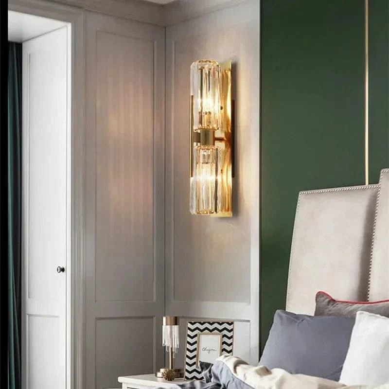 Luxury Postmodern Simple Crystal Wall Lamp Bedroom Background Decoration LED Indoor Lighting Fixtures Living Room