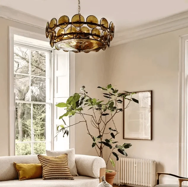 Lustre en Verre Ambre