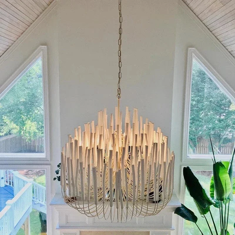 Lustre Chandelier en Bois Blanc