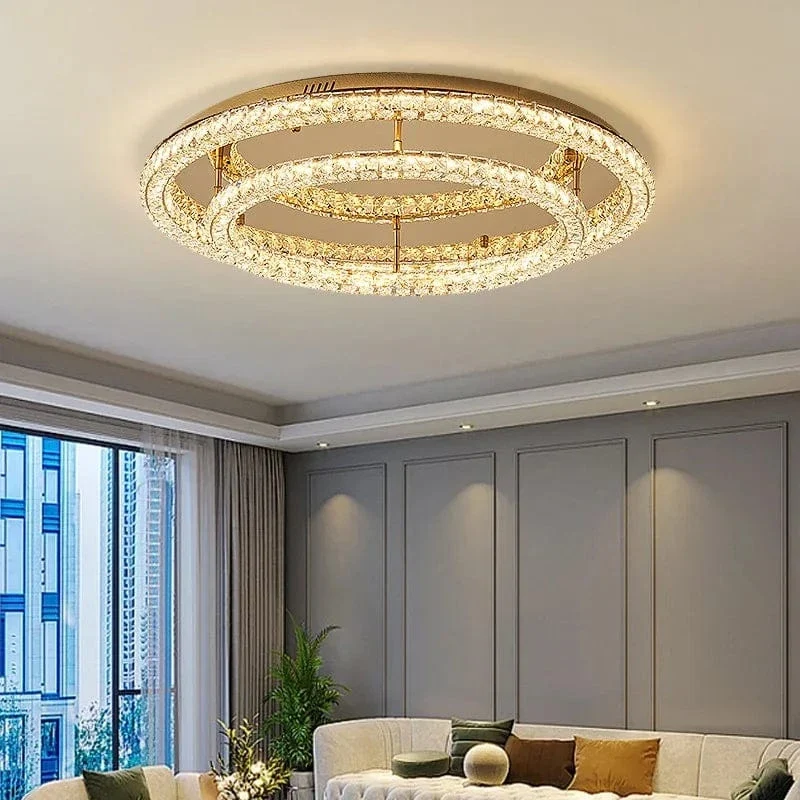 Plafonnier Cristal Lumiere Doree