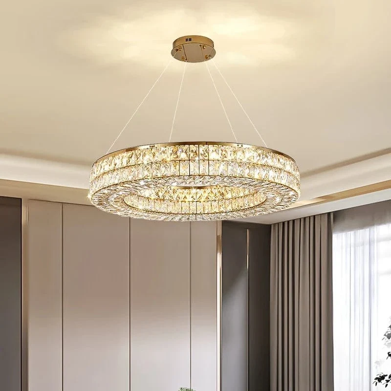 Lustre Rond de Cristaux pour Salon