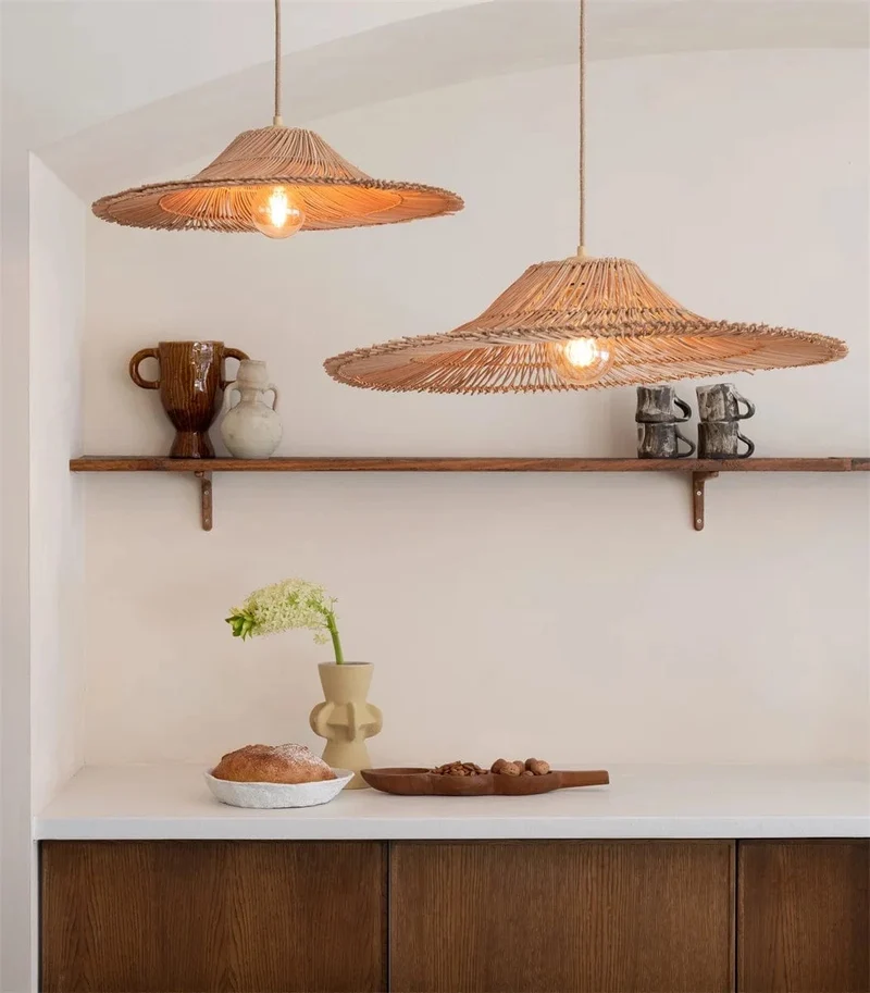 Lustre en Rotin pour Cuisine