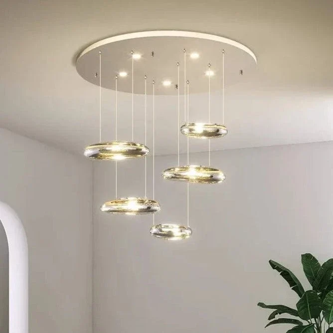 Plafonnier Suspension Chrome Moderne pour Salon