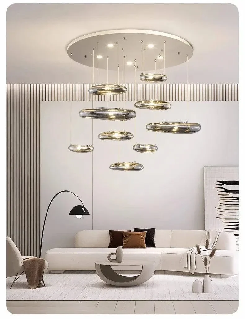 Plafonnier Suspension Chrome Moderne pour Salon