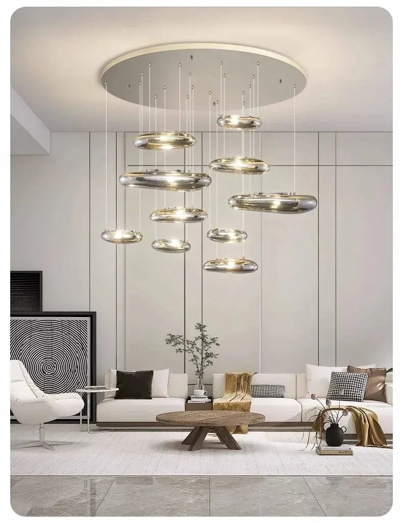 Plafonnier Suspension Chrome Moderne pour Salon