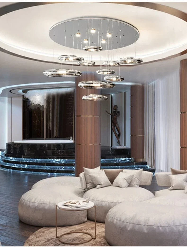 Plafonnier Suspension Chrome Moderne pour Salon