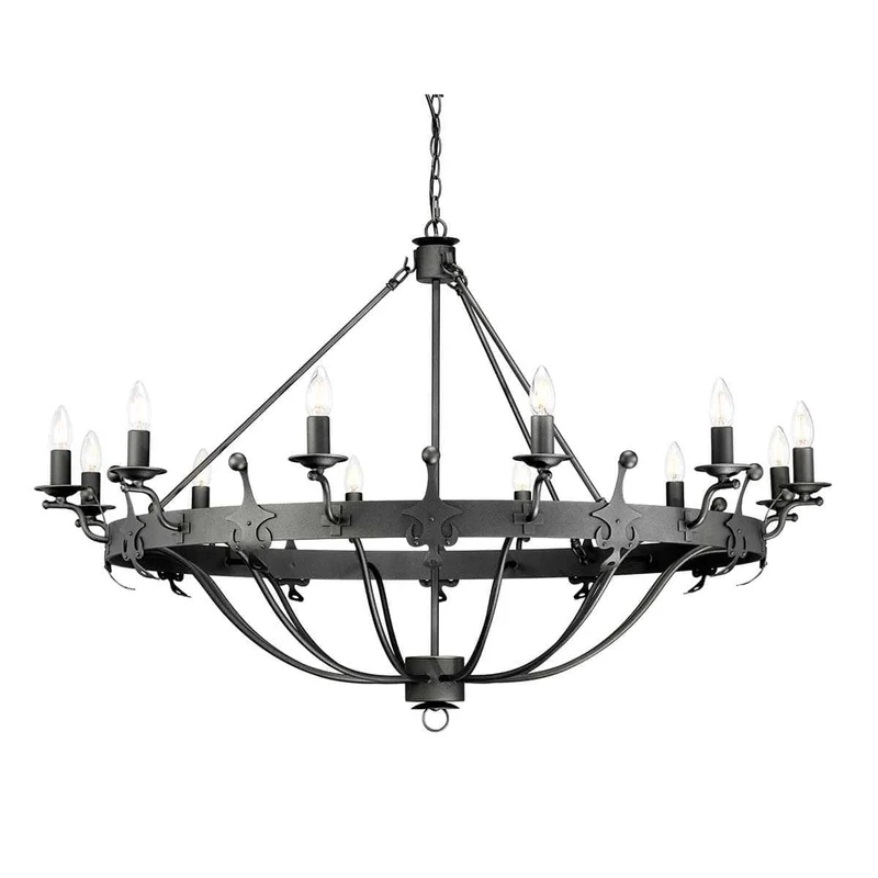 Grand Lustre Ancien Noir