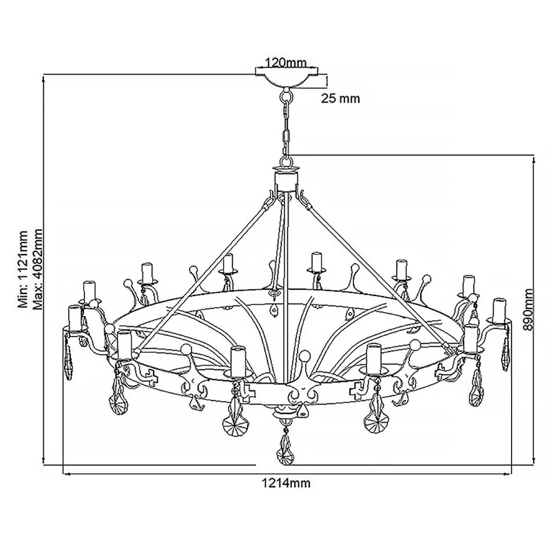 Lustre Chandelier Ancien 1,2m