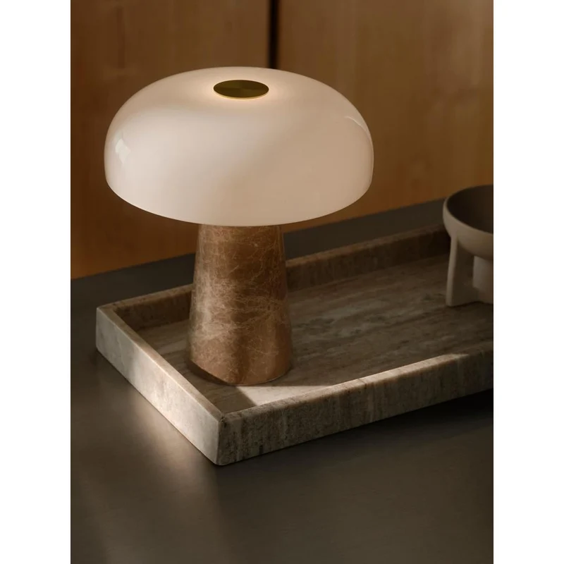 GLOSSY MINI BORDLAMPE BEIGE MARMOR
