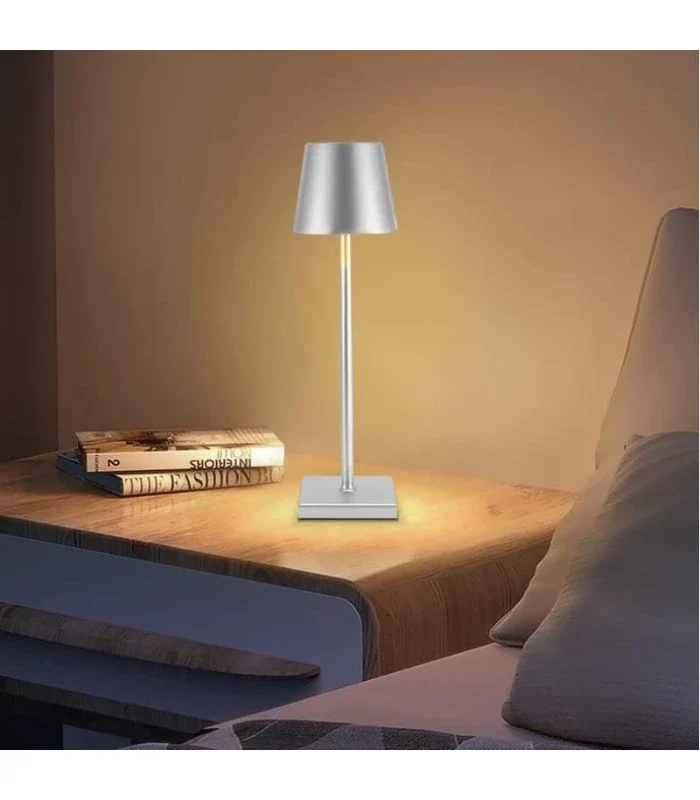 LED bordlampe Inde/ude - Stål/Sølv, touch dæmpbar, CCT, IP54 udendørs - Lampeagenten