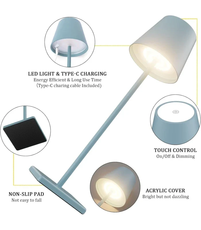 LED bordlampe Inde/ude - Blå, touch dæmpbar, CCT, IP54 udendørs - Lampeagenten