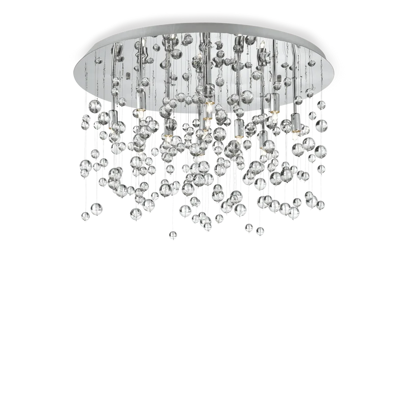 Plafonnier rond chrome cristal pluie