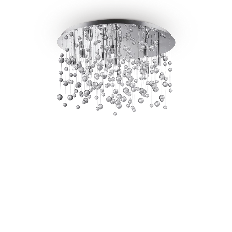 Plafonnier rond chrome cristal pluie