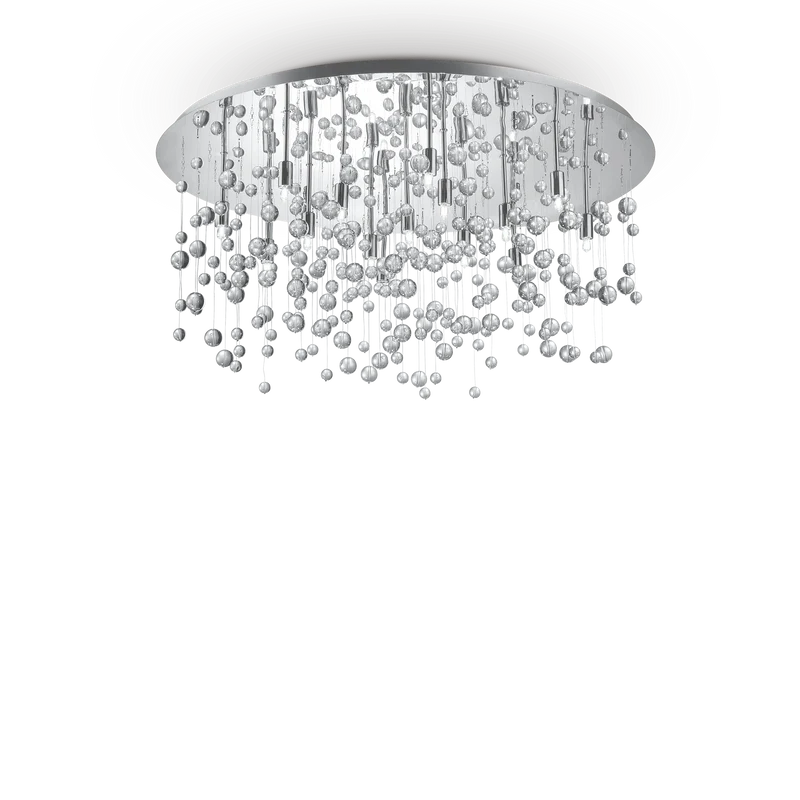 Plafonnier rond chrome cristal pluie