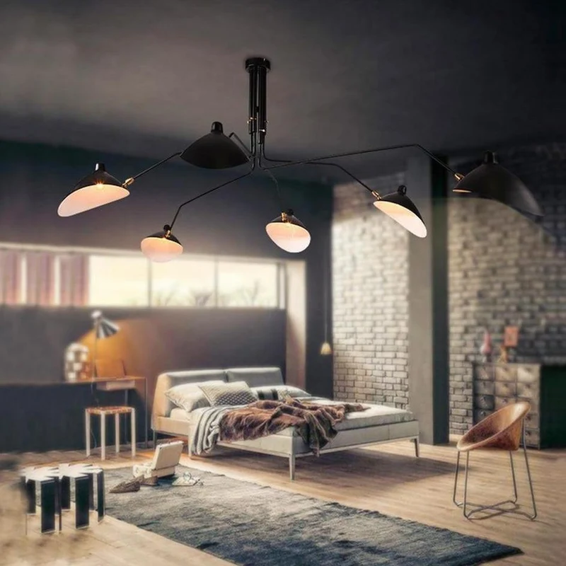 Grand Lustre Industriel Noir