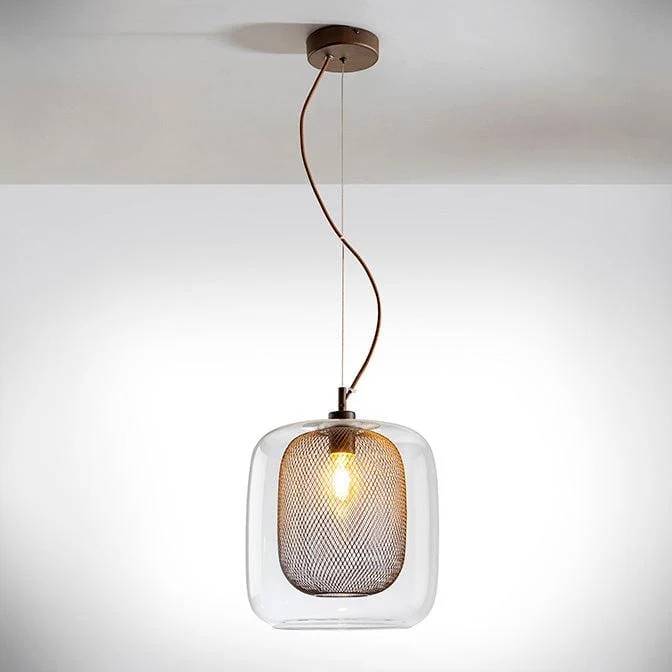 Suspension Verre et Bronze Salon Moderne