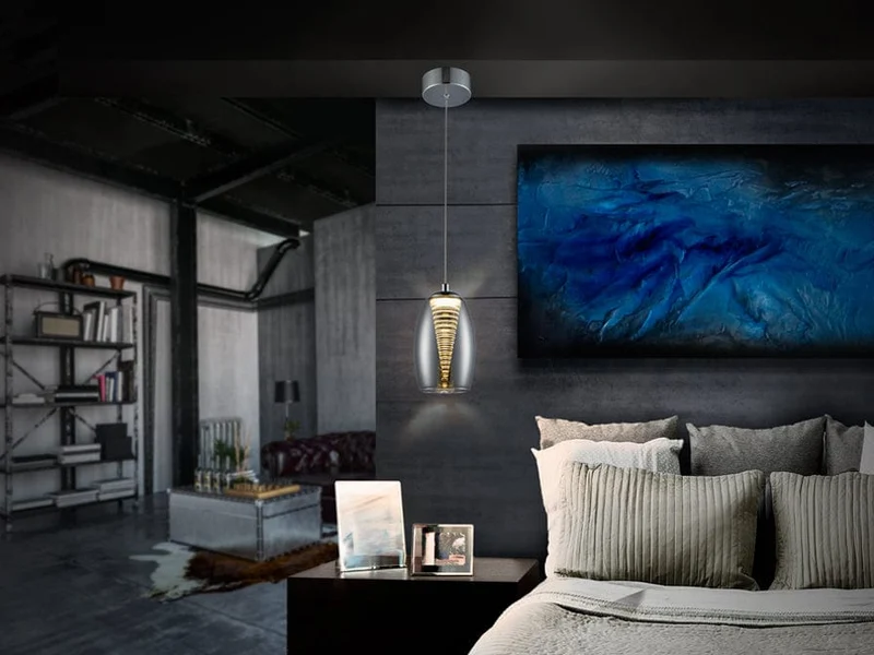 Suspension simple verre chrome Salon