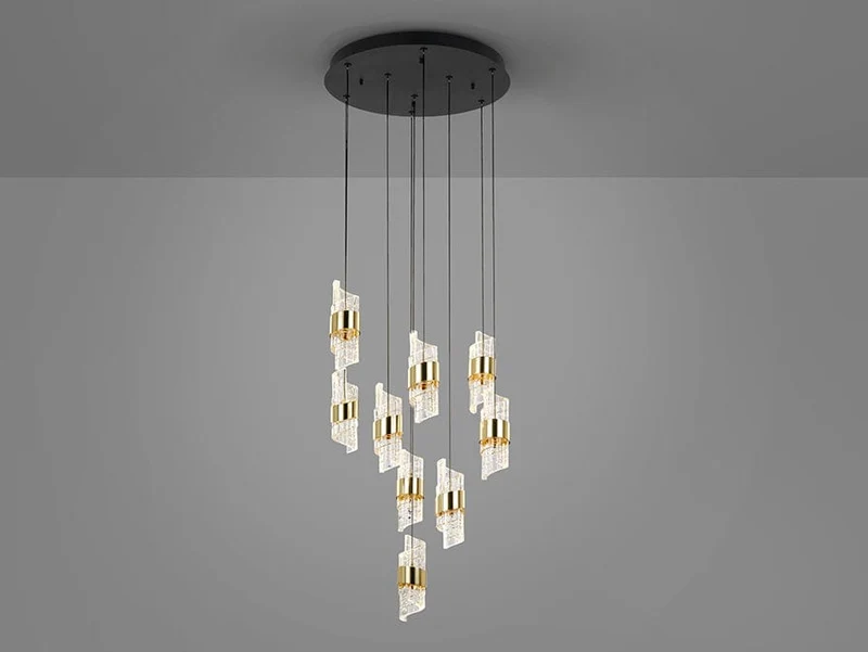 Plafonnier suspensions torsades en cristal Salon
