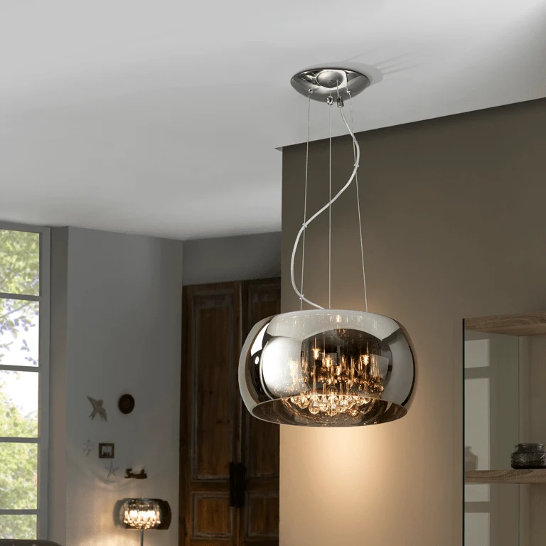 Suspension Murano Verre Goutte Ambre Salon