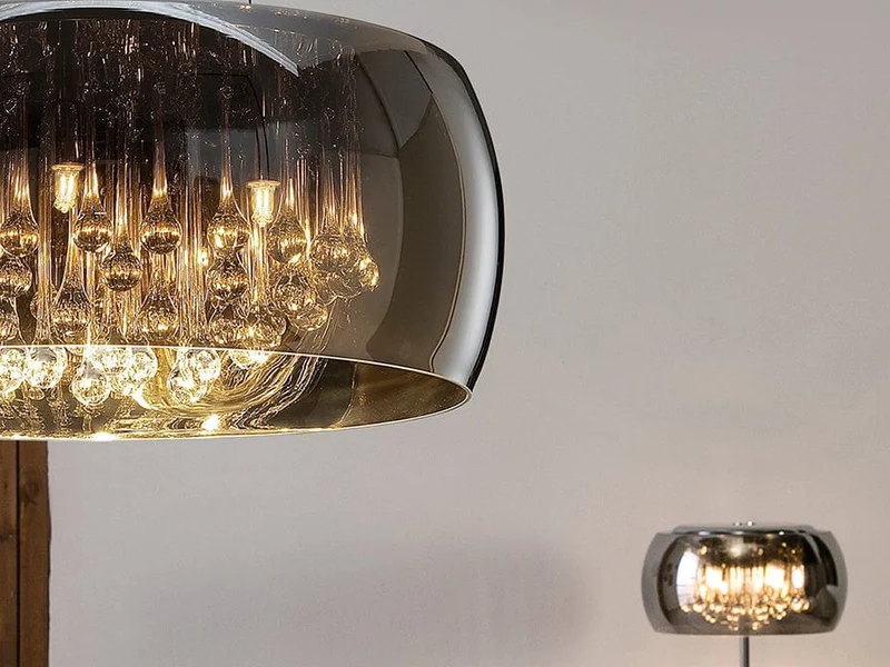 Suspension Murano Verre Goutte Ambre Salon